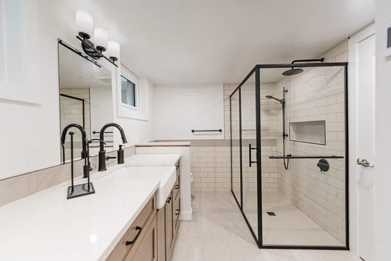 A full bathroom in teh basement perfect for guests or a growing family